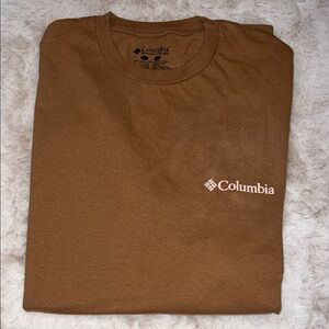 Columbia Brown Short Sleeve Tee Classic Crew Neck